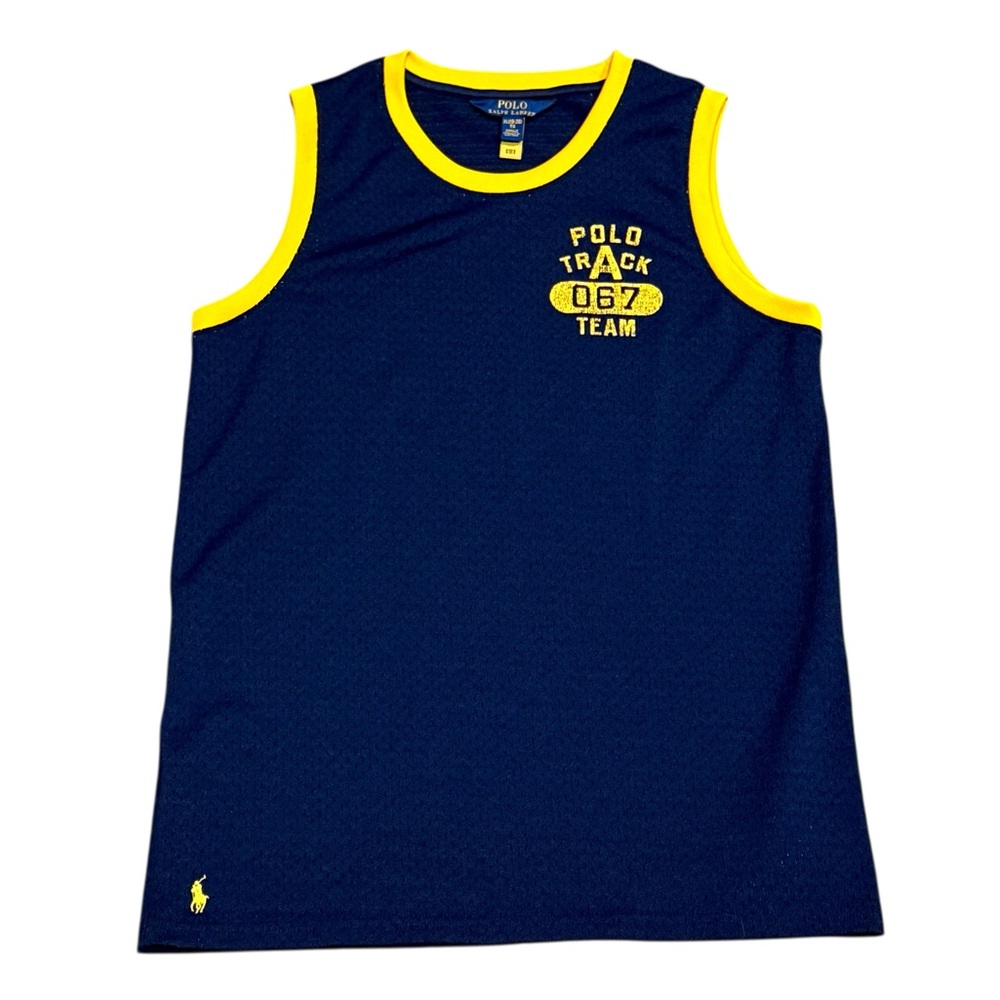 Polo Ralph Lauren Basketball Jersey Polo Track Team Navy Blue Youth XL (18-20)